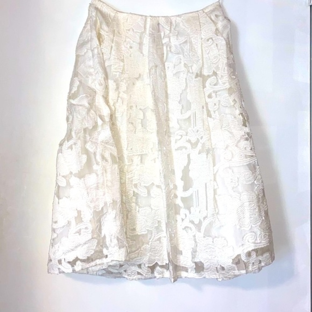 NWT Mendocino A.Peach White Floral Overlay Full Midi Skirt - Size S